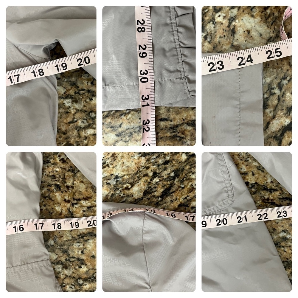 Vintage JouJou Gray Trench Coat Women’s M | Y2K Ruffle Button Up Retro Preppy - Picture 6 of 10